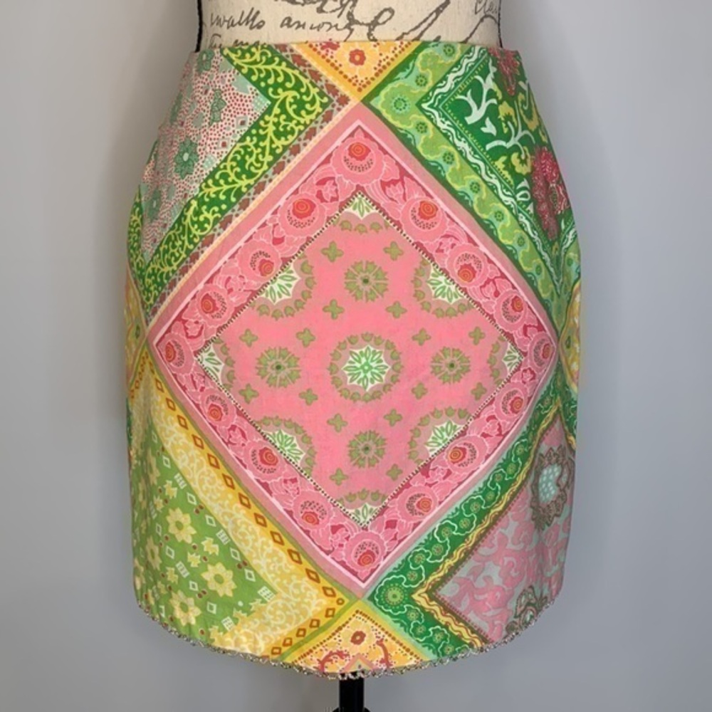 Boston Proper Y2K bandana print beaded hem skirt 6